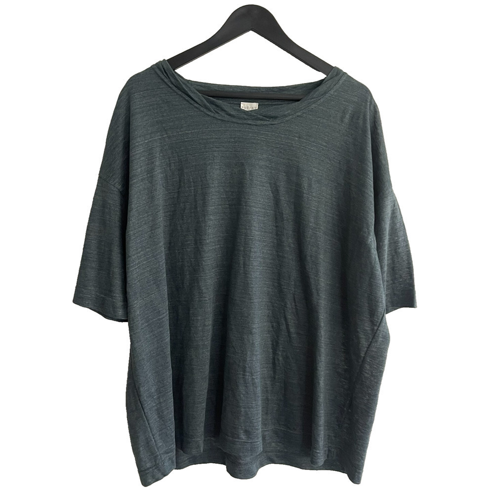 Poetry 100% Linen sz USA 14 Pullover Blue Roundneck Short Sleeve Coastal Resort